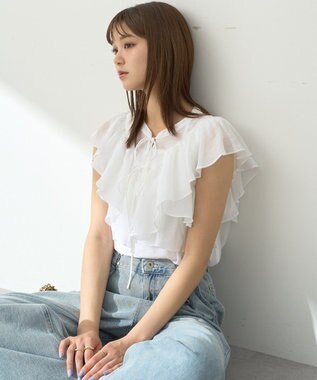 earth music&ecology ２ＷＡＹフリルブラウス White