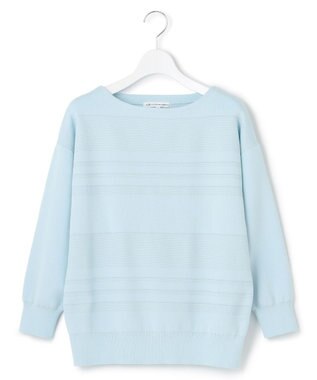 23区 【洗える】ラスターコットンポリエステル ニット スカイブルー系