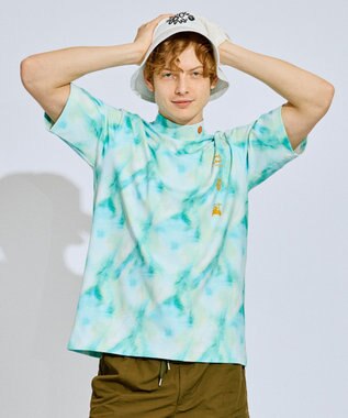 PW CIRCULUS 【吸水速乾 / UV遮蔽率99.5%  UVカット / ストレッチ】【MEN】タイダイ柄モックネックT ゴルフ ブルー系5