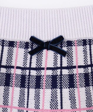 ANY KIDS しあわせタッチ ニット スカート ネイビーチェック