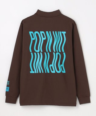 PW CIRCULUS 【裏起毛であたたか】【MEN】WAVY LOGO  裏起毛ロングスリーブモックネックT ゴルフ ダークブラウン系
