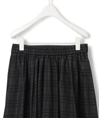 ICB 【洗える】 エステルメモリータフタ ロングスカート チャコール×ブラック系