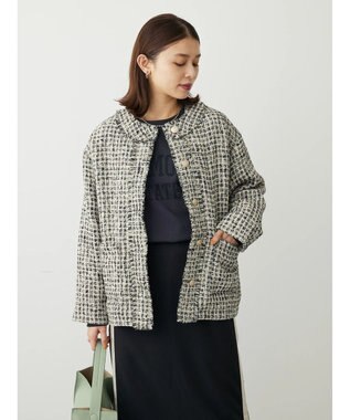 Green Parks ・ＥＬＥＮＣＡＲＥ　ＤＵＥ　ツィードノーカラージャケット Ivory