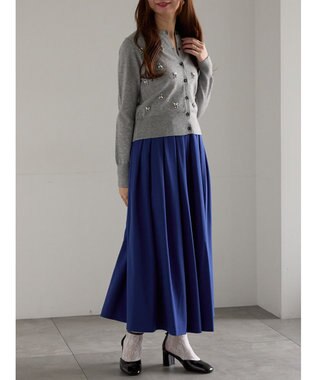 Te chichi フラッフィーツイルタックフレアスカート ブルー