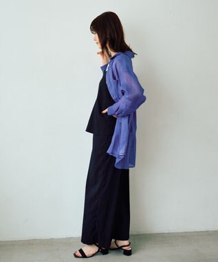 YECCA VECCA 3wayシアーリネンシャツ Blue