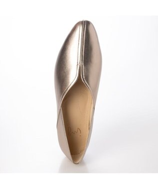 ing <ing>Vカットフラットシューズ ゴールド