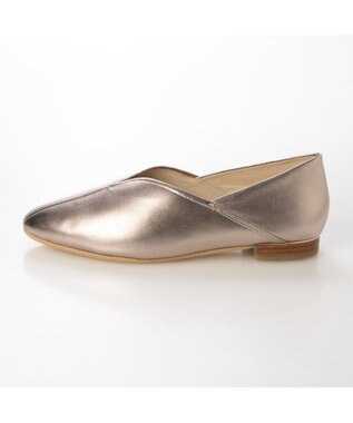 ing <ing>Vカットフラットシューズ ゴールド