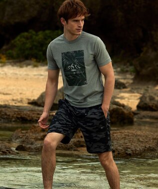 JOSEPH ABBOUD MOUNTAIN 【UNISEX】スラブリーフプリント Tシャツ ライトグレー系