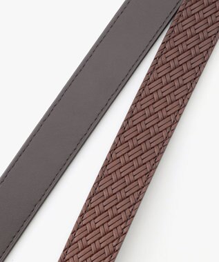 JOSEPH ABBOUD 【日本製】型押しオイルレザー ベルト ダークブラウン系