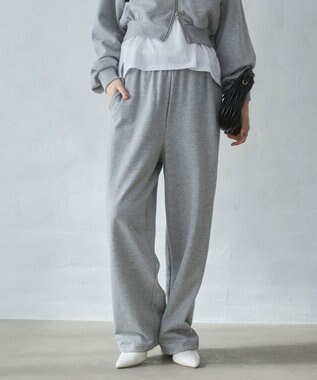 WEGO 【ウエストゴム/XSSMサイズ展開】スウェットワイドパンツ 杢グレー