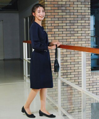 Tiaclasse 【ダブルクロス】2wayボウタイ風ブラウス ネイビー