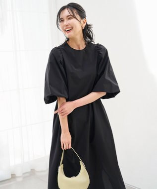 UNFILO FINE MOVE ボリュームスリーブ ワンピース ブラック