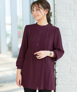 Tiaclasse 【スマート裏起毛・新色追加】 ピンタックシャツチュニック