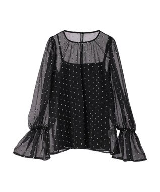 Green Parks Ｂ．ＳＥＴ２点　シアードットブラウス＋キャミソール Black