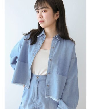 Green Parks ・ＳＵＧＡＲ　ＳＰＯＯＮ　クロップドデニムシャツ Light Indigo