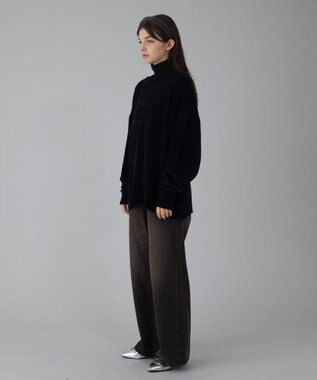 WEGO 【ユニセックス着用ITEM/MLサイズ展開】ベロアモールプルオーバー ブラック