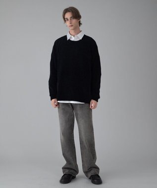 WEGO 【ユニセックス着用ITEM/MLサイズ展開】ベロアモールプルオーバー ブラック