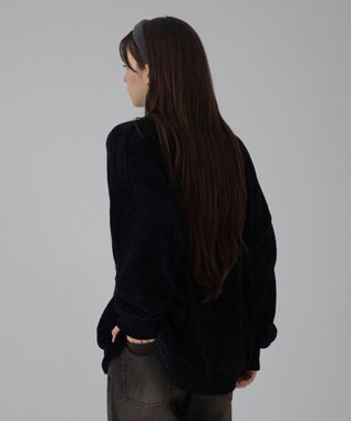 WEGO 【ユニセックス着用ITEM/MLサイズ展開】ベロアモールプルオーバー ブラック