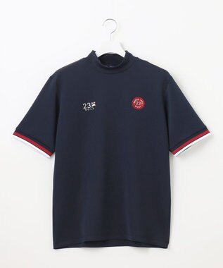 23区GOLF 【MEN】【吸水速乾・UVケア】袖ライン モックネックシャツ ネイビー系