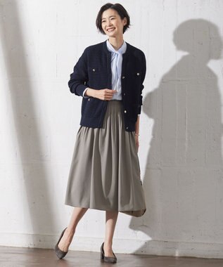 J.PRESS LADIES L 【洗える】DAILY TWEED ニット アウター ネイビー系