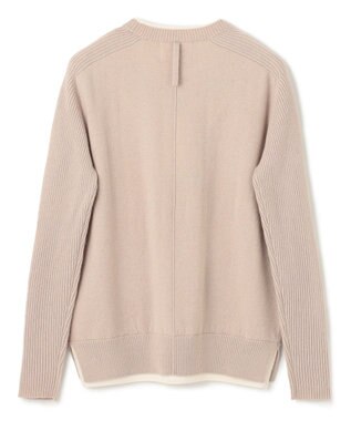 BEIGE， 【洗える】POMPE / ウールカシミヤ配色リブクルーネック Taupe×Ecru