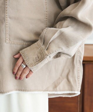 Green Parks 裾フリンジウ゛ィンテージ風シャツ Brown