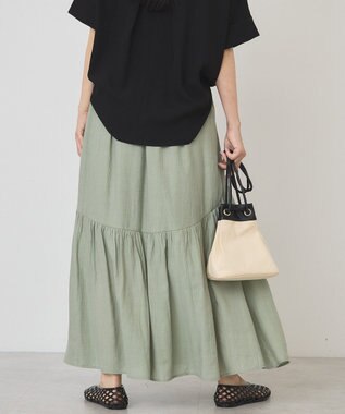 AMERICAN HOLIC 楊柳ギャザーボリュームフレアスカート Khaki