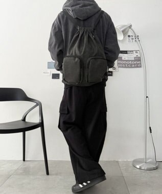 WEGO PUポケットデザインナップサック グレー