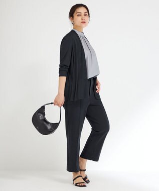 23区 L 【Lサイズ限定】ソフトストレッチポンチ テーパードパンツ ネイビー系