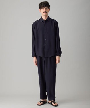 UNFILO MENS 【接触冷感/セットアップ対応】ダブルクロス シャツ ネイビー