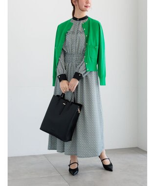 Te chichi ポケット付きクルーネックカーディガン グリーン