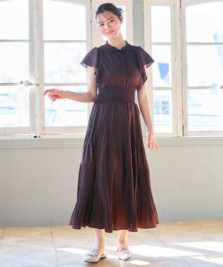 Feroux 【大好評につき新色・追加決定！】ウエストシャーリングデシン ワンピース ダークブラウン系