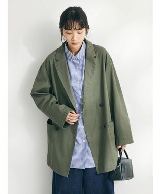 CRAFT STANDARD BOUTIQUE コットンギャバジンＷテーラードジャケット Khaki