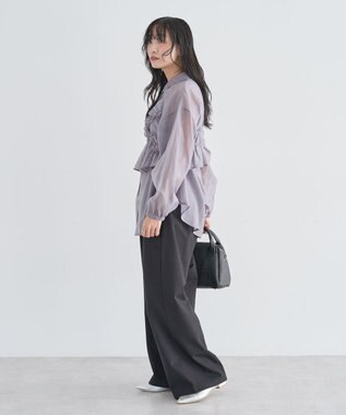 Green Parks 【WEB限定】ＳＥＴ２点フリルビスチェ＋シャツチュニックⅡ Charcoal Gray