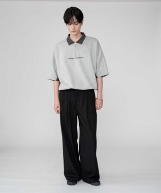 WEGO 【ユニセックス着用ITEM/MLサイズ展開】フェイクスウェードドルマンハーフZIPT（SS） ライトグレー