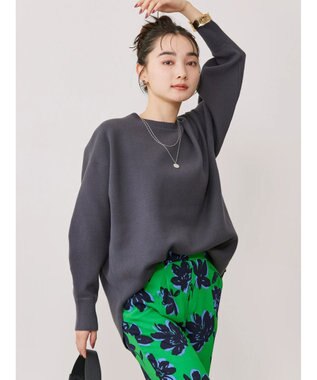 AMERICAN HOLIC ラウンドスウェットライクニットプルオーバー Charcoal Gray