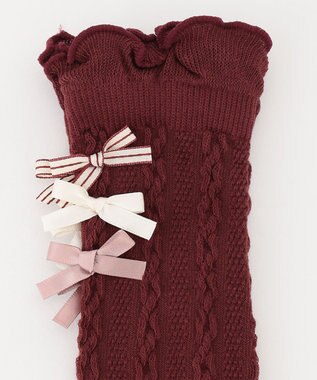 ANY KIDS ハイソックス（ケーブルリボン） ワイン系