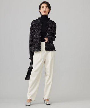 ICB 【洗える】 パウダリーチュール ハイネックトップス ブラック系