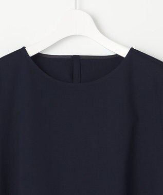 23区 【洗える】スカーフプリントコンビ バックデザイン カットソー ネイビーxオフホワイト