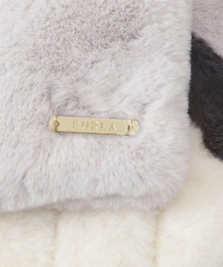 MOONBAT FURLA フェイクファーキルティング風トリコマフラー ライトグレー