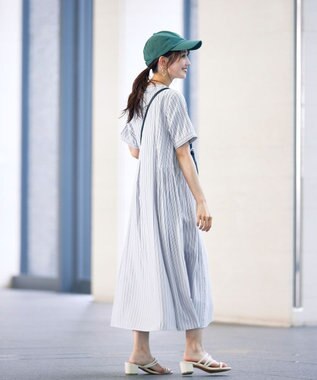 Tiaclasse L 【洗える】サイドタックスキッパーシャツワンピース ネイビー