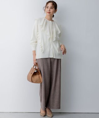 組曲 S ネコアシツィード ワイドパンツ ダークブラウン系