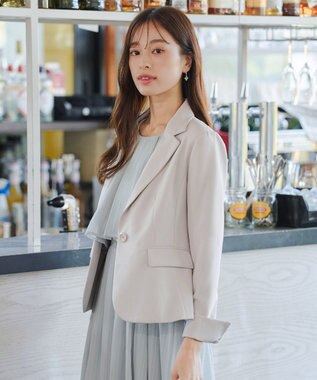 Tiaclasse L 【ダブルクロス・洗える】テーラードジャケット グレージュ