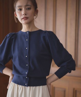 組曲 L 【前後着用可】BOREROタックプルオーバー ニット ネイビー系