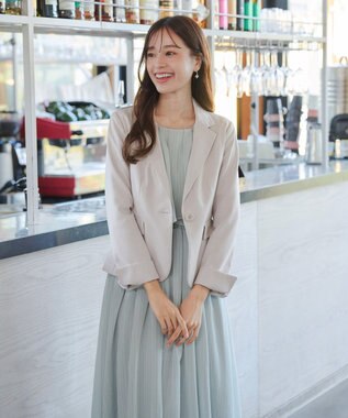 Tiaclasse L 【ダブルクロス・洗える】テーラードジャケット グレージュ