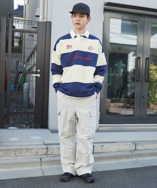 WEGO グラフィックラガーシャツ オフホワイト