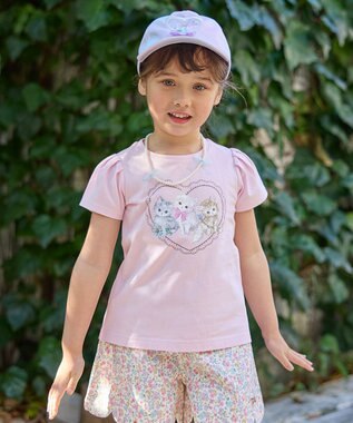 ANY KIDS ネックレス付き ネコTシャツ ピンク