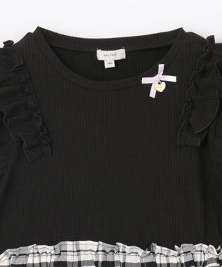 ANY KIDS チェック ドッキングワンピース ブラック