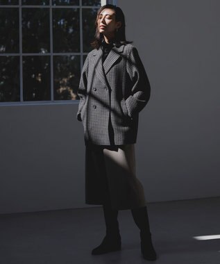 J.PRESS LADIES ツイード チェック Pコート グレー系3