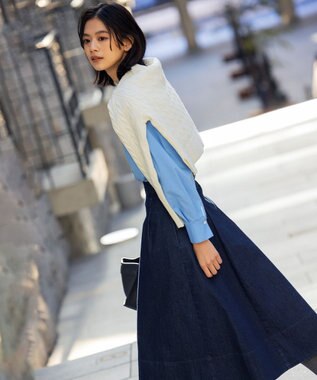 組曲 【ビジューボタン付き】SOBANE ケーブルプルオーバー ニット アイボリー系